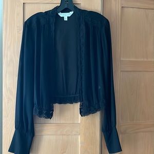 Trina Turk gorgeous cover jacket/blouse/bolero/cardigan with lace accents.